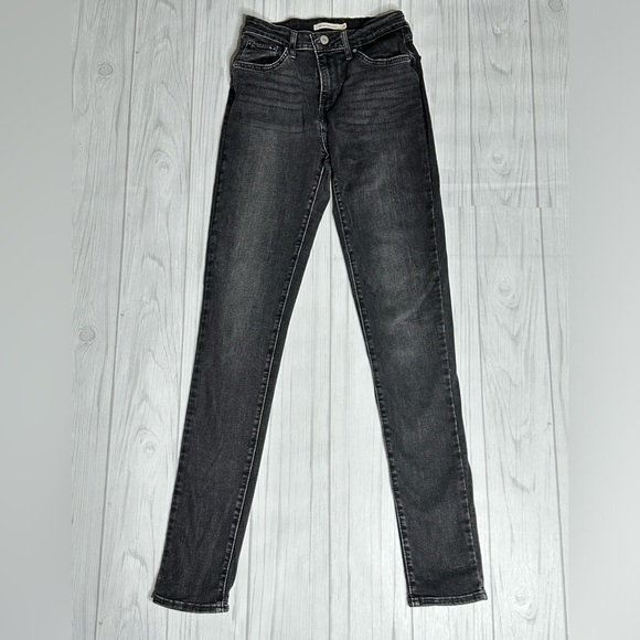 Levi's 721 Skinny Jeans High Rise Pre-owned Dark Grey Wash 28x34 - Picture 4 of 9